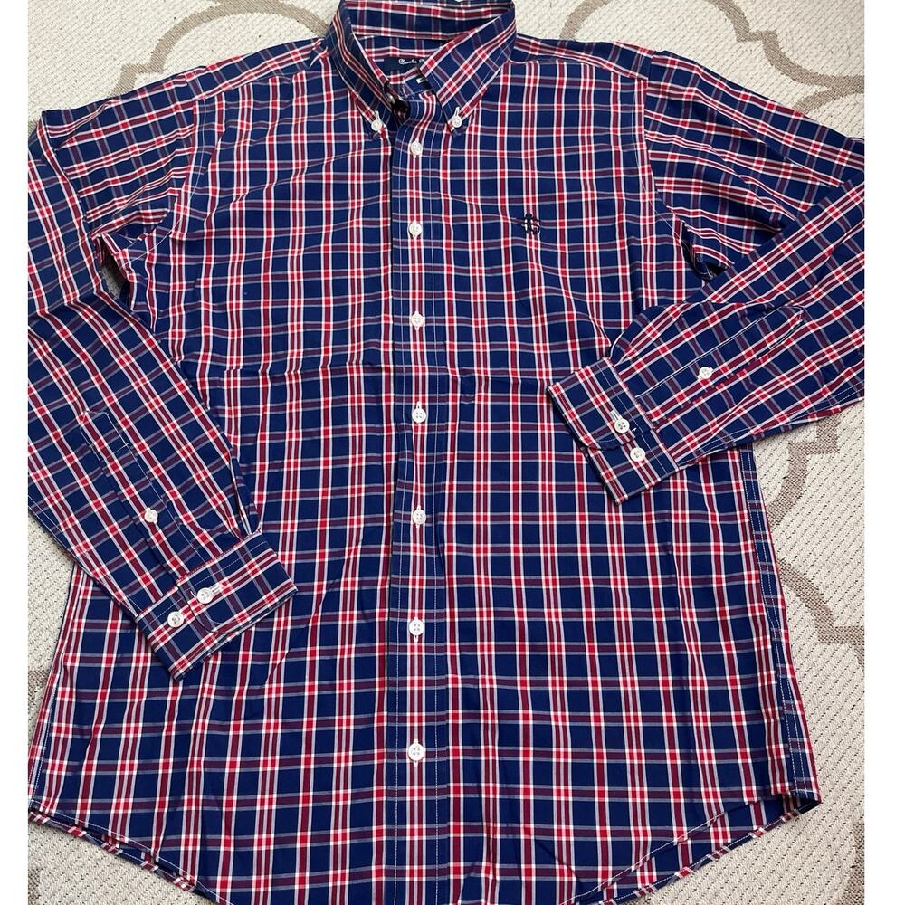 Brooks Brothers Boys Fleece Non-Iron Plaid Button Down Shirt Youth Large